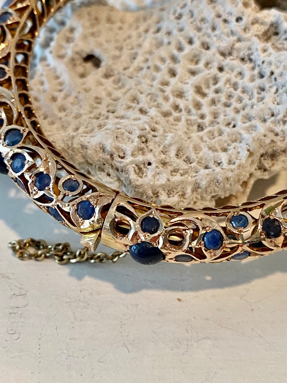 European Vintage Sapphire Bangle Bracelet - image 5