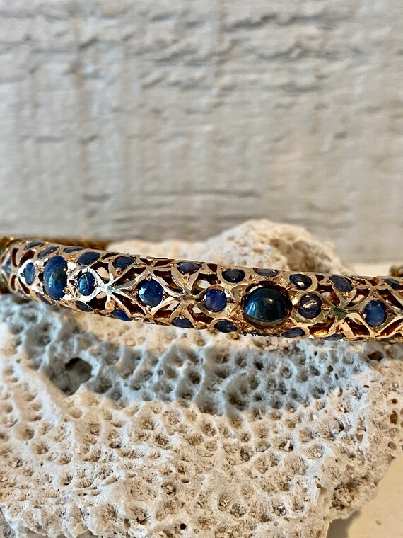 European Vintage Sapphire Bangle Bracelet - image 1