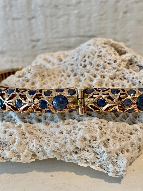 European Vintage Sapphire Bangle Bracelet - image 4