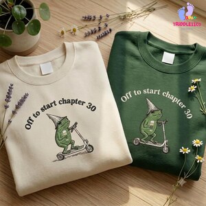 Embroidered 30th Birthday Frog Shirt, Off To Start Chapter 30 Tee, Funny Frog Scooter Gift For 30th Birthday Shirt, Thirtieth Birthday Tee