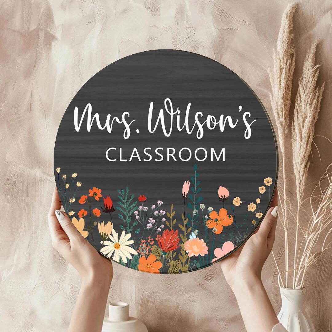 Personalized Teacher Classroom Door Sign, Custom Teacher Name Wood Sign ...