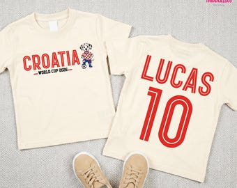 Personalized Croatia Soccer World Shirt, 2026 WC Croatia Mascot, Croatia Football Fan  Kid Tee, Croatia Supporters Tee, Football Fan Apparel
