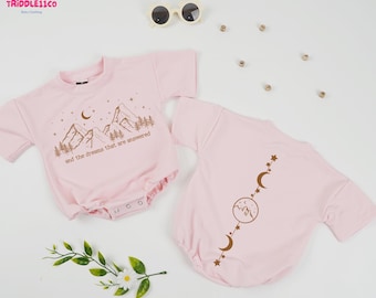 Starry Sky Baby Romper, Book Lover Outfit