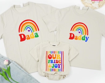 Personalized Our Pride and Joy Matching Shirts, Daddy Dada Pride Shirts, Two Dads LGBT Family Set, Pride Month Tee, Gay Couple Family Outfit