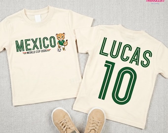 Personalized Mexico World Soccer Shirt, 2026 WC Jaguar Mascot Tee, Mexico Football Team Kids Shirt, Mexico Soccer Tee, Football Fan Apparel