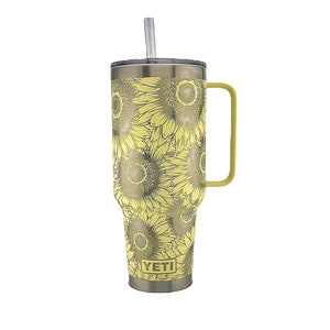 42oz yeti tumbler Sunflower Engraved, Laser Yeti Tumbler sunflower gift, blak and white sunflower, Personalized Custom 42oz yeti tumbler