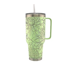 42oz yeti tumbler Dahlia engarved, Laser Yeti Tumbler dahlia gift, black and white Dahlia, Personalized Custom 42oz yeti tumbler