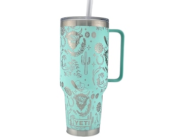 42oz yeti tumbler Western Highland Cow Engraved, Laser Yeti Tumbler Western gift, Personalized Custom 42oz yeti tumbler, gift for her