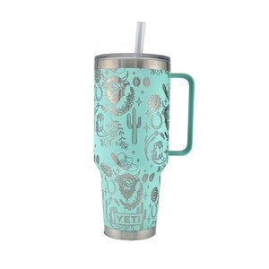 42oz yeti tumbler Western Highland Cow Engraved, Laser Yeti Tumbler Western gift, Personalized Custom 42oz yeti tumbler, gift for her