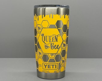 Laser Engraved 20oz Tumbler – Bee Tumbler – YETI or Premium Stainless – Personalized Engraved Gift for  Her