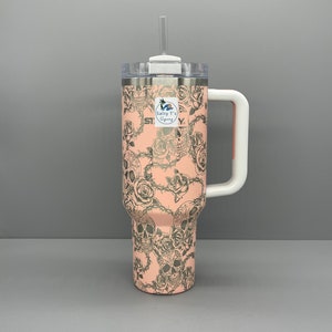 Skull and Roses Engraved Stanley 40oz  tumbler