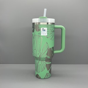 Monstera Engraved Stanley Tumbler, 40oz Plant Design Tumbler, Monstera Leaf Drinkware, Tropical Tumbler, 40z Monstera Leaf Engraved Tumbler