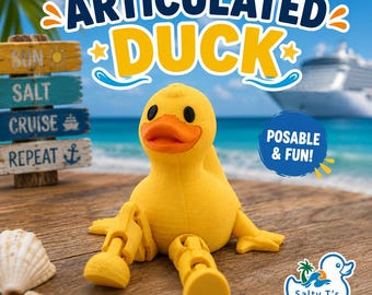 Articulated Cruise Duck, 3D Printed Cruising Ducks Hide and Find Game, Cruise Ship Gift Souvenir