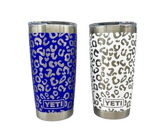 Laser Engraved 20oz Tumbler – Leopard Tumbler – Personalized Gift for Her – YETI or Stainless Tumbler – Christmas Gift Idea