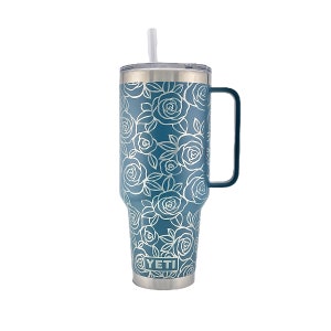 42oz yeti tumbler Rose Engraved, Laser Yeti Tumbler rose gift, Personalized Custom 42oz yeti tumbler, Gift for Her, Flower Tumbler
