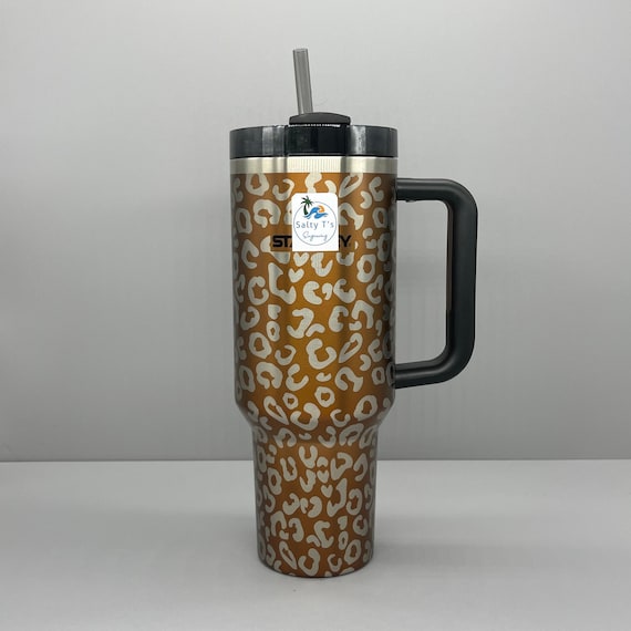 thumbnail image 2 of Cirkul 30oz Travel StrawSip Double-Wall Insulated Stainless Steel Tumbler With Handle, Black Leopard 2 of 12