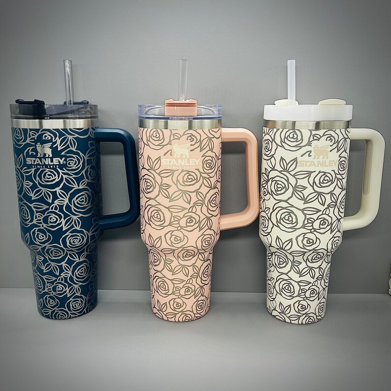 Stanley 40oz Rose Flower Tumbler Etsy