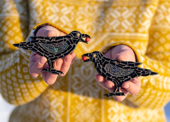 DIY Stained Glass Two Raven Ornaments Mosaic Kit