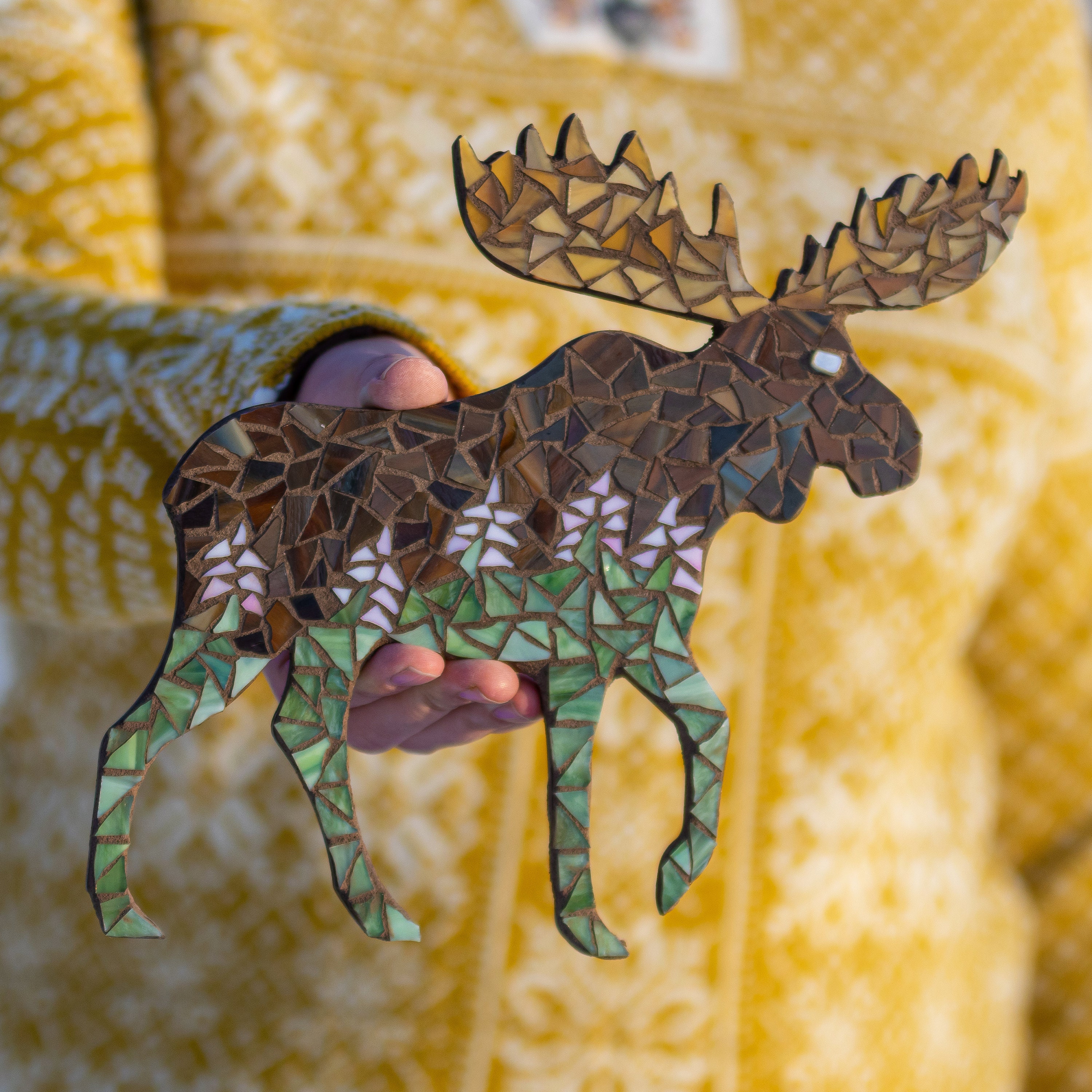 DIY Stained Glass Mosaic Moose Kit Etsy