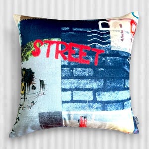 Urban Street Art Cushion Cover – Colorful Pop Art Style Throw Pillow with Graffiti Print