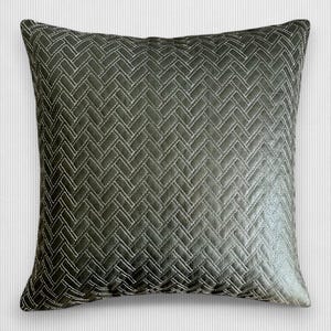 Charcoal Woven Cushion Cover – Geometric Crosshatch Throw Pillow in Modern Texture