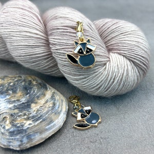 Raccoon stitch marker with stainless steel carabiner or ring - set of 2 / progress indicator / lucky charm