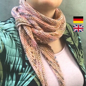 編み方説明書「Lizzy Shawl / Lizzy Shawl」 - 非対称形状の細めのスカーフ/三角ショール - PDFダウンロード