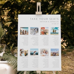Photo Wedding Table Plan | Seating Plan With Photos | Travel Photo Wedding Table Plan | Destination Photo Seating Chart | Photo Wedding Plan