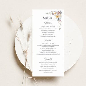 Biglietto Menu di nozze / Menu Tavola Blu Bordeaux Giallo / Menu Cena / Menu Colazione di Matrimonio / Menu Personalizzato / Carta Menu Ospite / STAMPATO