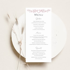 Karta menu weselnego Pink Cherry Blossom | Wesele Sakura | Menu kolacji | Menu śniadaniowe na wesele | Spersonalizowane menu | Karta menu gościa | DRUKOWANE