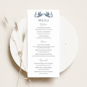 Printed Wedding Menu Card | Dove Wedding Menu | Minimalistic Wedding | Dinner Menu | Wedding Breakfast Menu | Guest Menu | PRINTED