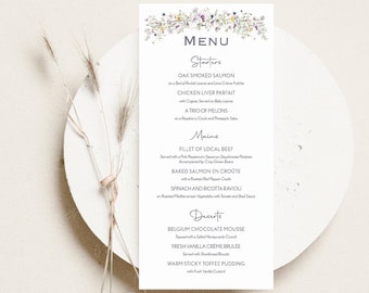Wedding Menu Card | Wild Flower Table Menu | Dinner Menu | Wedding Breakfast Menu | Personalised Menu | Guest Menu Card | PRINTED