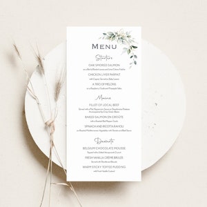 Wedding Menu Card | Green & Gold Leaf Table Menu | Dinner Menu | Wedding Breakfast Menu | Personalised Menu | Guest Menu Card | PRINTED