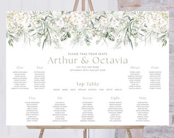 Botanical Wedding Table Plan, Sage Green Seating Plan, Garden Floral Seating Board, Elegant Wedding Sign, Whispers of White
