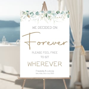Choose A Seat Not A Side Sign | Green & Gold Leaf Wedding Sign | Personalised Pick A Seat Board | Wedding Seating Sign | Ceremony| PRINTED