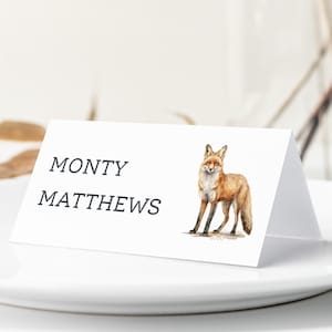 Woodland Wedding Place Card | Woodland Wedding | Animal Themed Wedding | Forest Themed Place Cards | Animal Name Cards | Guest Name Plates