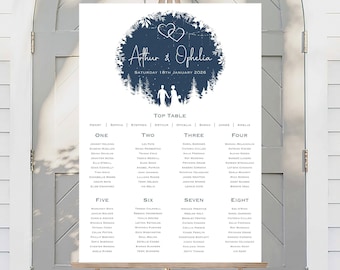 Winter Wedding Table Plan | Christmas Seating Plan | Personalised Wedding Seating Chart | Wedding Seating Sign | PRINTED