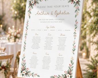 Christmas Whimsical Table Plan, Xmas Party Seating Chart, Festive Wedding Sign, Corporate Party