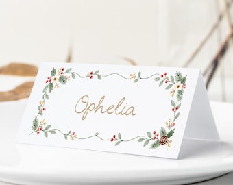 Christmas Whimsical Name Cards, Festive Place Settings, Hand Drawn Style, Corporate Party, Dinner Cards, Personalised Guest Cards