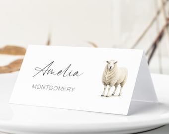 Sheep Wedding Place Cards, Animal Themed Name Tags, Table Name Cards, Sheep Breeds, Farm Wedding