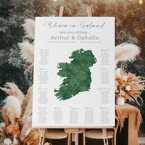 Ireland Table Plan | Map of Ireland Wedding Table Plan | Destination Seating Plan | Travel Seating Poster | Irish Wedding | Wedding Sign
