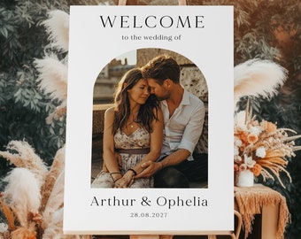 PRINTED Photo Wedding Welcome Sign | Wedding Sign with Photo | Photo Welcome Poster, Wedding Welcome With Couple Photo, Picture Welcome Sign