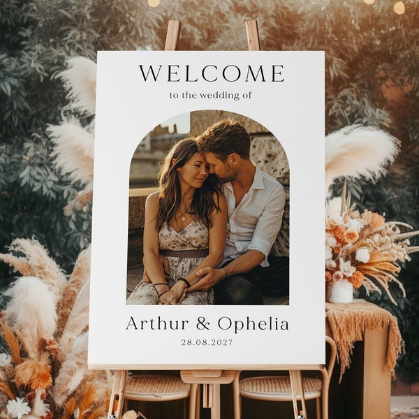 PRINTED Photo Wedding Welcome Sign | Wedding Sign with Photo | Photo Welcome Poster, Wedding Welcome With Couple Photo, Picture Welcome Sign