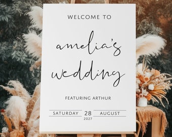 Brides Wedding Welcome Sign Featuring The Groom | Brides Wedding Sign | Personalised Wedding Welcome Poster | Minimalist Welcome Sign