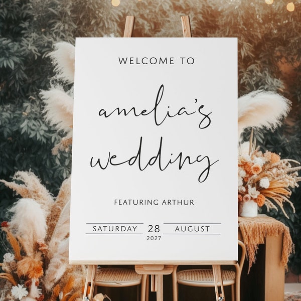 Brides Wedding Welcome Sign Featuring The Groom | Brides Wedding Sign | Personalised Wedding Welcome Poster | Minimalist Welcome Sign