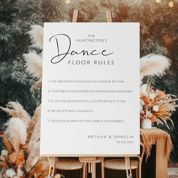 Dance Floor Rules Wedding Sign | Printed Wedding Signs | Wedding Dancing Signs | Minimalist Reception Signs | Custom Wedding Signs