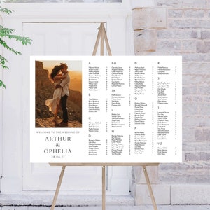 Alphabetical Photo Seating Chart, Alphabetized Seating Plan, Seating Plan With Photo, Table Plan Alphabetical Order, Minimalist Wedding Sign