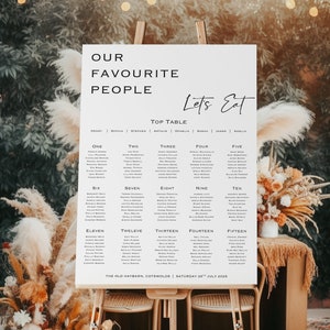 Wedding Table Plan | Sophisticated Wedding Seating Plan | Personalised Seating Plan | Wedding Seating Sign, Wedding Breakfast, Seating Chart