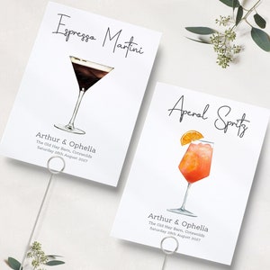 Cocktail Table Names |  Cocktail Themed Table Cards | Wedding Table Numbers | Drink Table Names | Reception Table Numbers | PRINTED