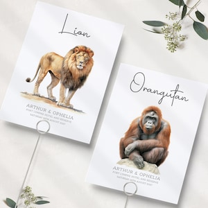 Safari Table Numbers For Wedding | Animal Table Names | Animal Wedding Table Cards | Wedding Table Numbers | Table Name Cards | PRINTED